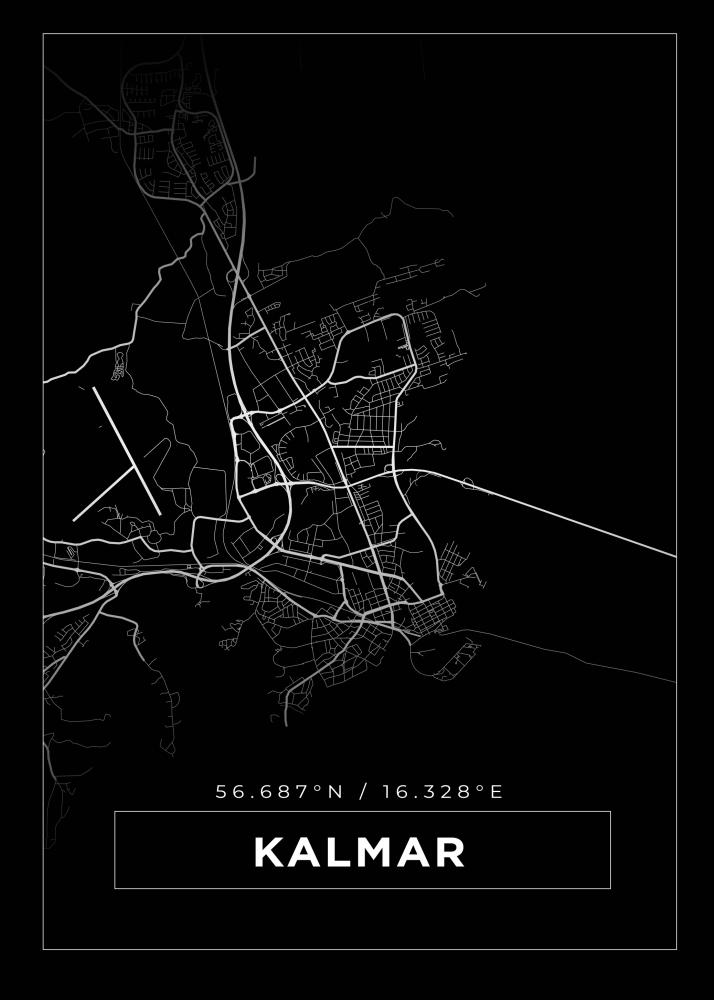 Mapa - Kalmar - Cartaz Preto