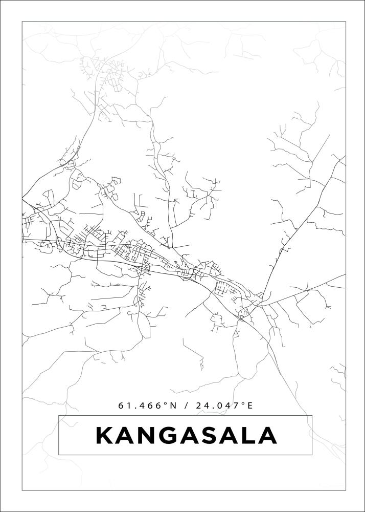 Mapa - Kangasala - Cartaz Branco