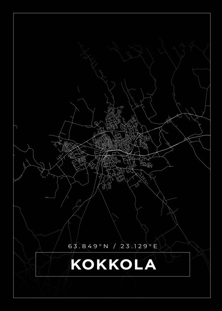 Mapa - Kokkola - Cartaz Preto