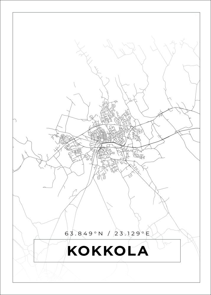 Mapa - Kokkola - Cartaz Branco