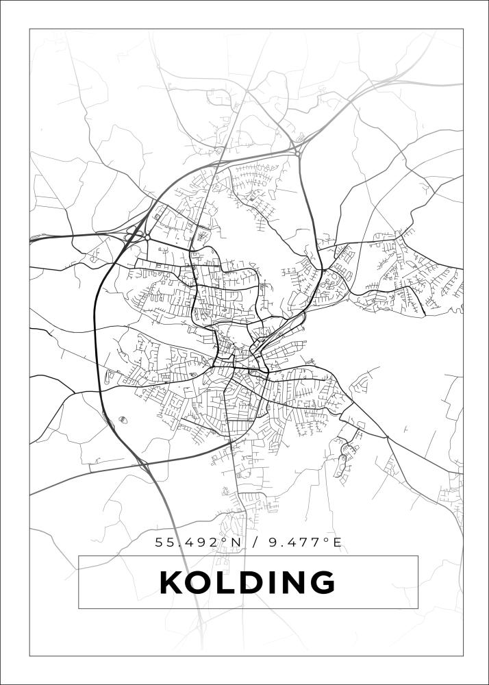 Mapa - Kolding - Cartaz Branco