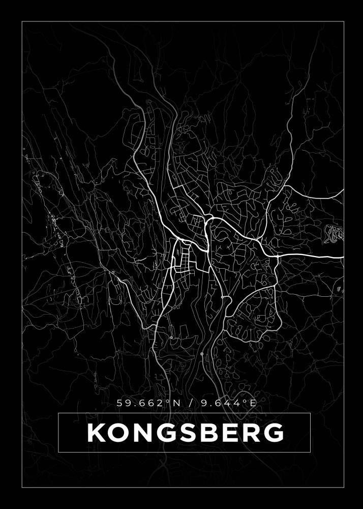 Mapa - Kongsberg - Cartaz Preto