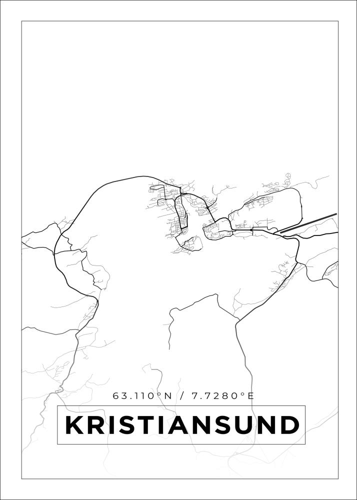 Mapa - Kristiansund - Cartaz Branco