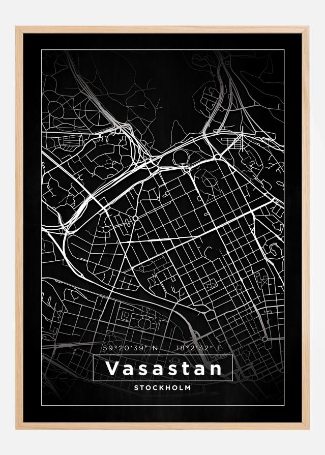 Mapa - Vasastan - Cartaz Preto