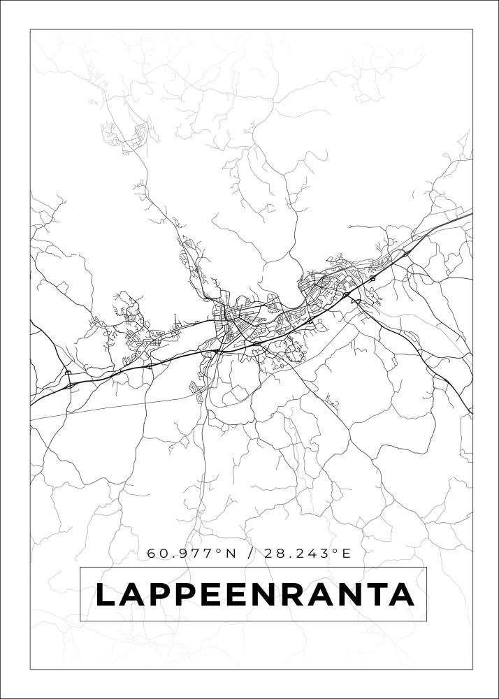 Mapa - Lappeenranta - Cartaz Branco