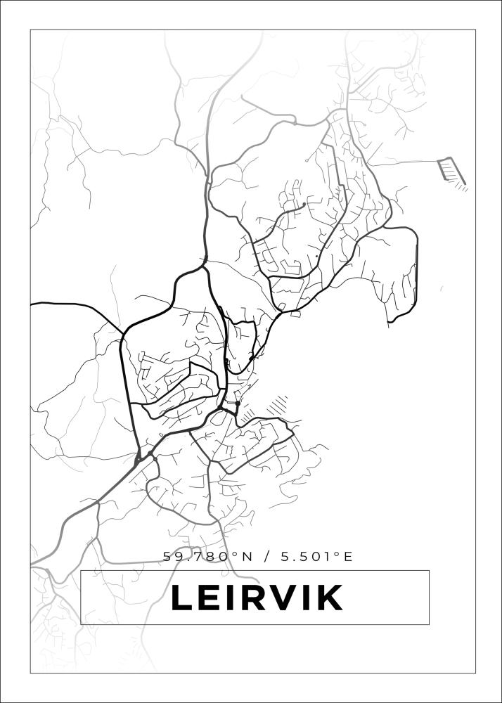 Mapa - Leirvik - Cartaz Branco