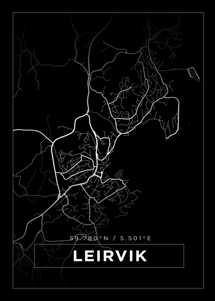 Mapa - Leirvik - Cartaz Preto