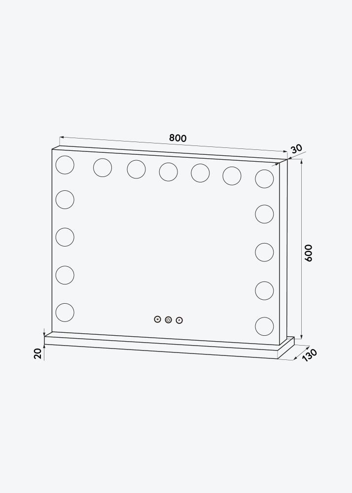 KAILA Espelho para toucador Vanity LED 15 Branco 80x60 cm