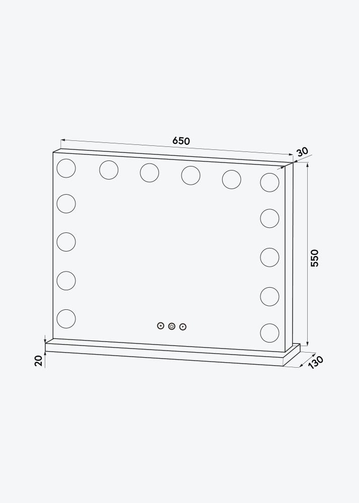 KAILA Espelho para toucador Base LED 14 Prateado 65x56 cm