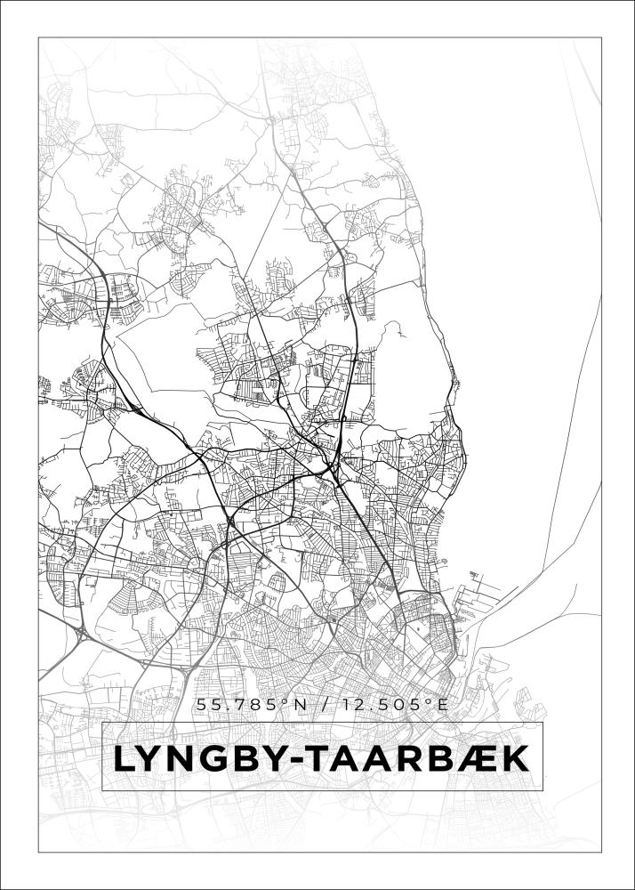 Mapa - Lyngby-Taarbæk - Cartaz Branco