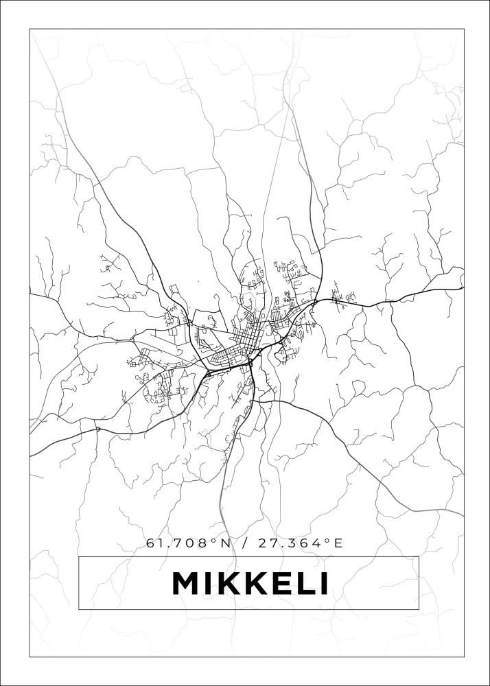 Mapa - Mikkeli - Cartaz Branco