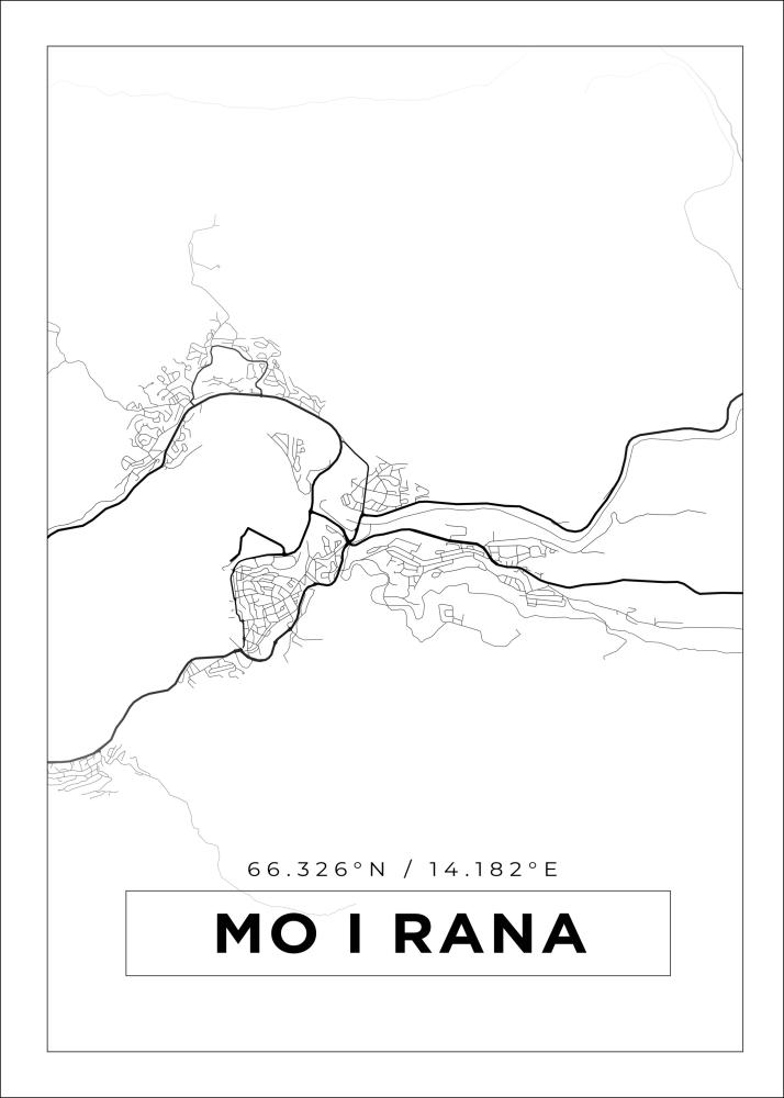 Mapa - Mo I Rana - Cartaz Branco