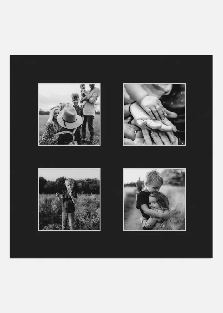 Passe-partout Preto 10x10 cm - Passe-partout para conjunto de 4 fotos (3x3 cm)