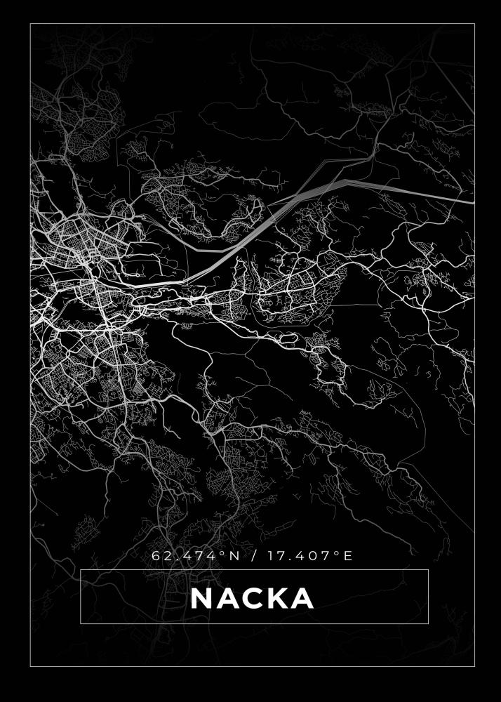 Mapa - Nacka - Cartaz Preto