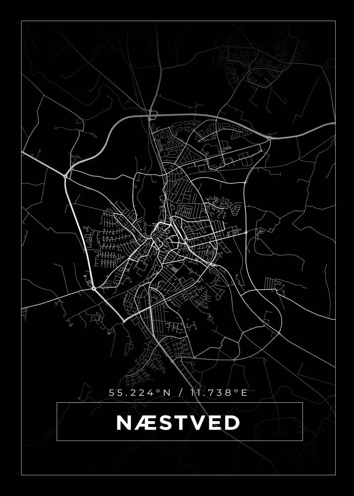 Mapa - Næstved - Cartaz Preto