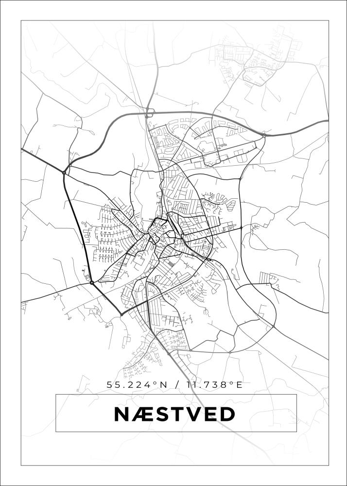 Mapa - Næstved - Cartaz Branco