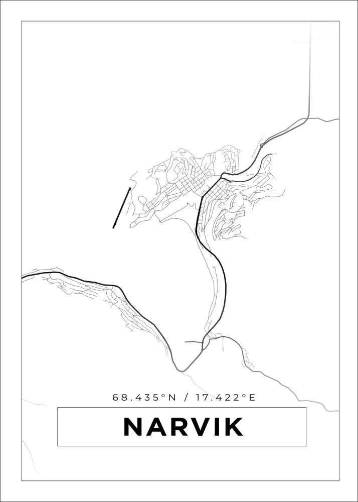 Mapa - Narvik - Cartaz Branco