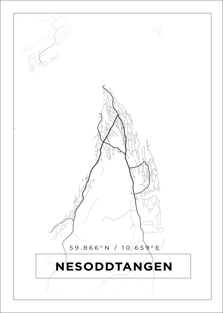 Mapa - Nesoddtangen - Cartaz Branco