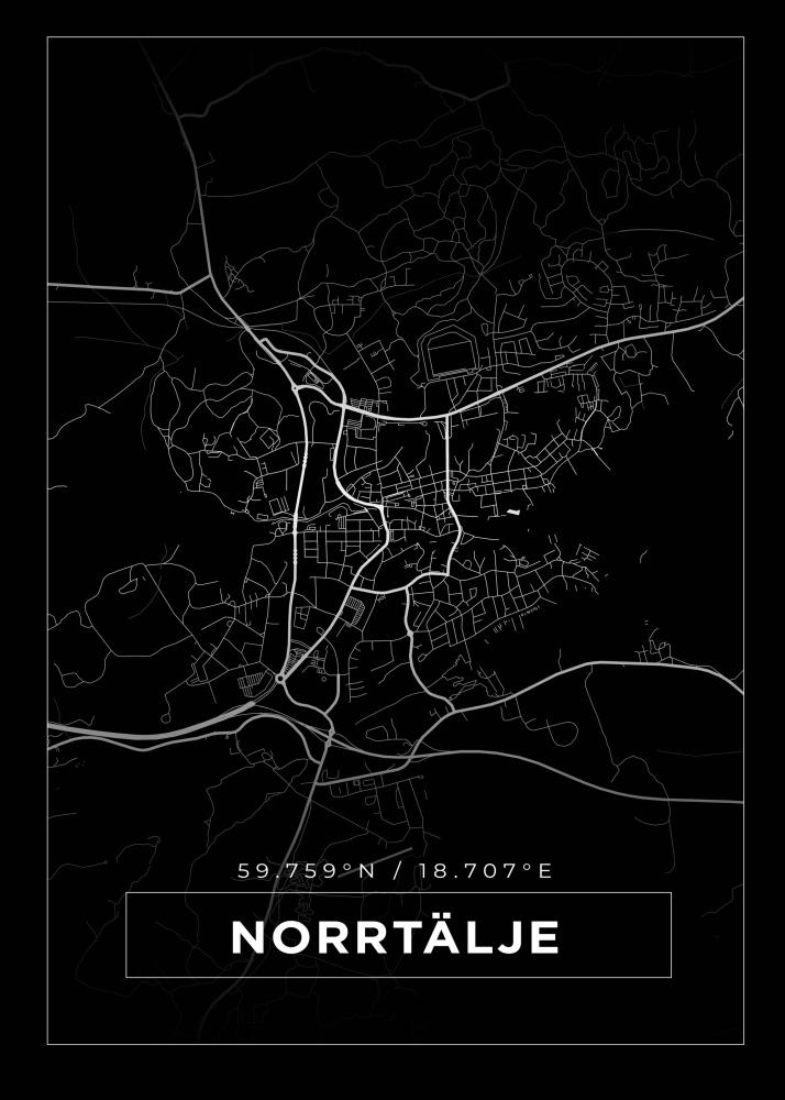 Mapa - Norrtälje - Cartaz Preto