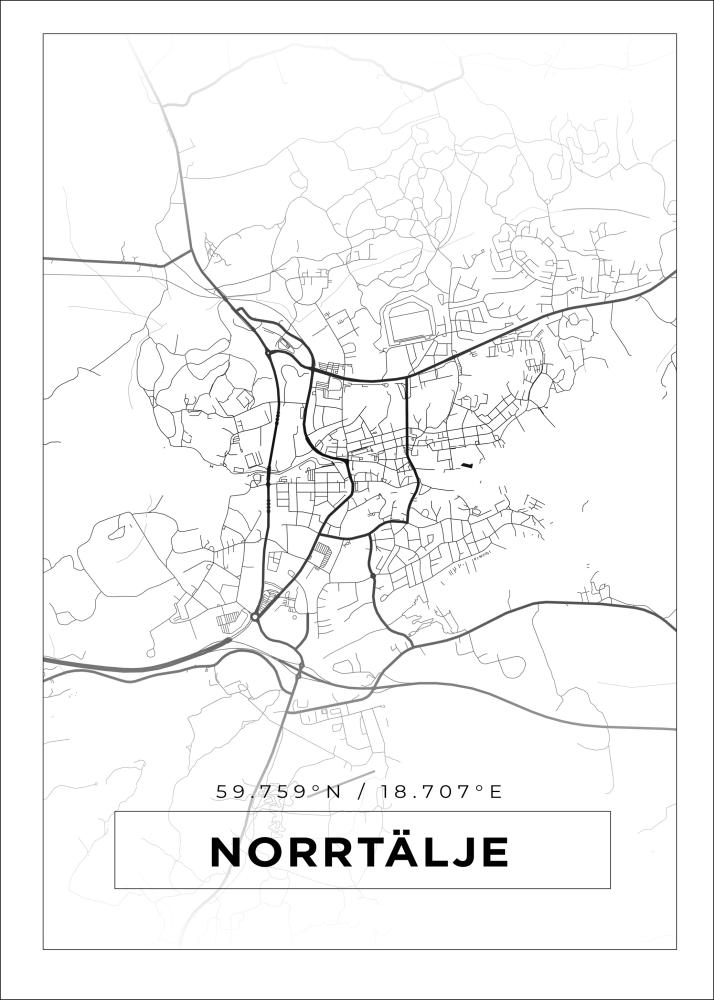 Mapa - Norrtälje - Cartaz Branco