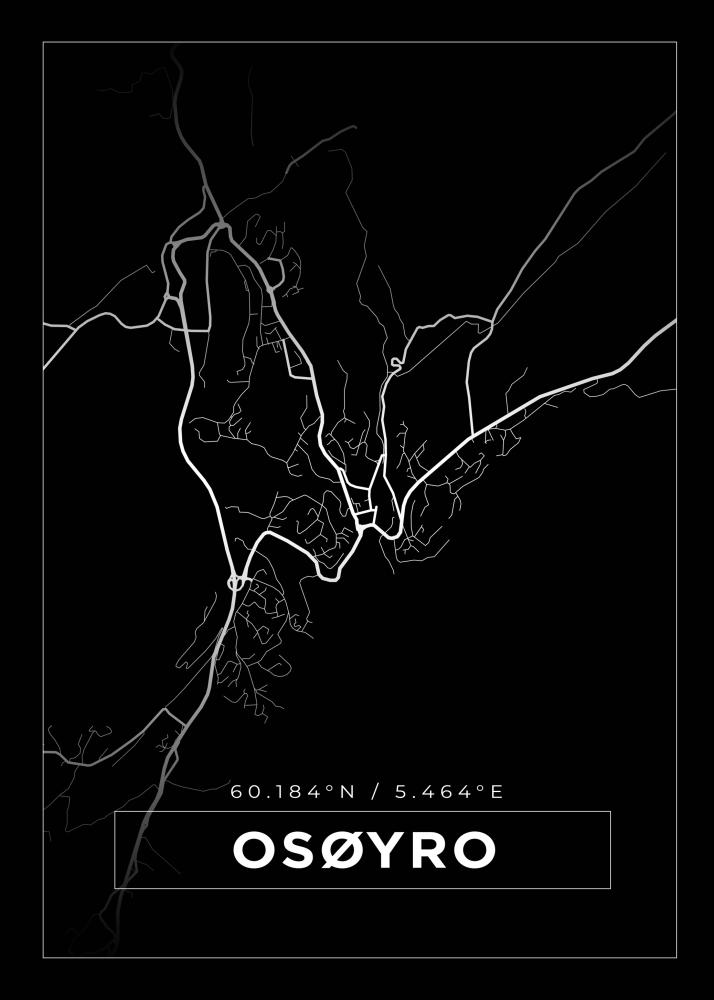 Mapa - Osøyro - Cartaz Preto