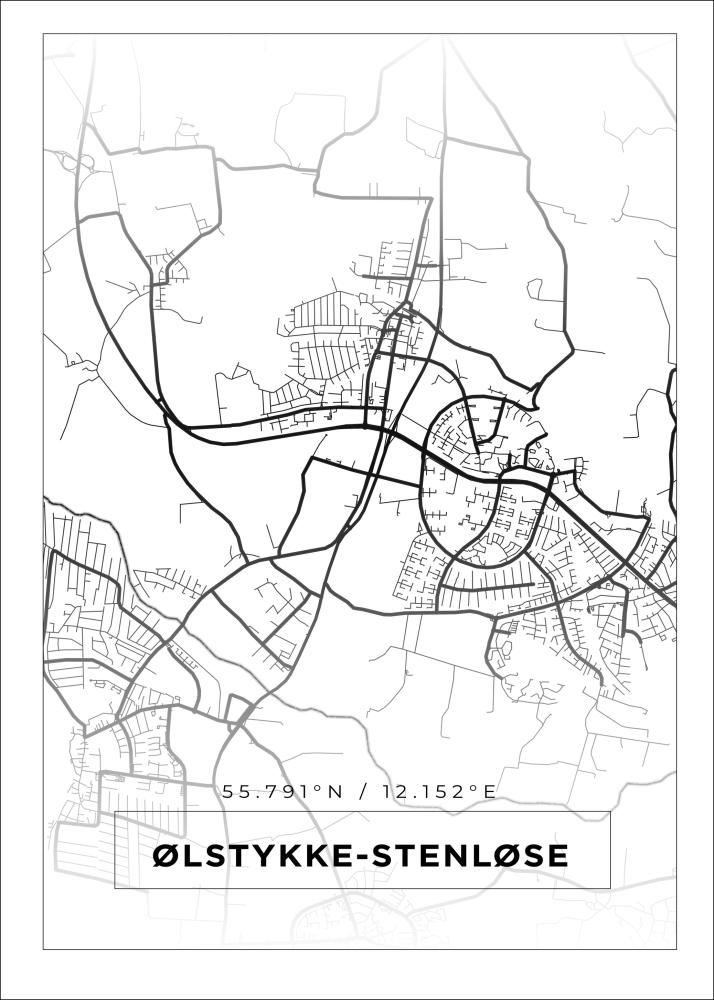 Mapa - Ølstykke-Stenløse - Cartaz Branco