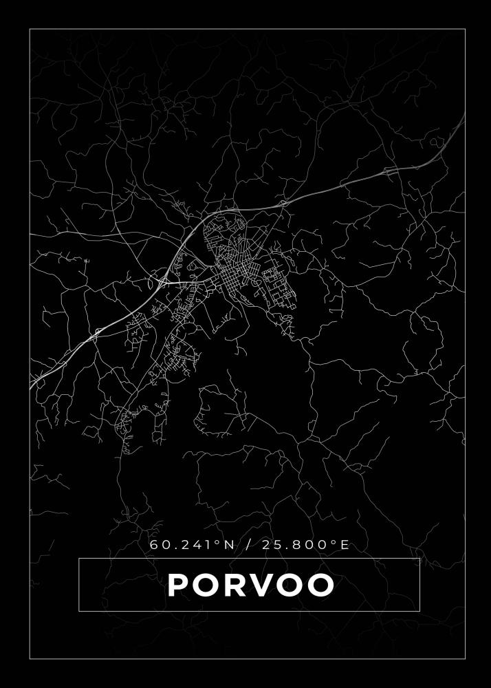 Mapa - Porvoo - Cartaz Preto