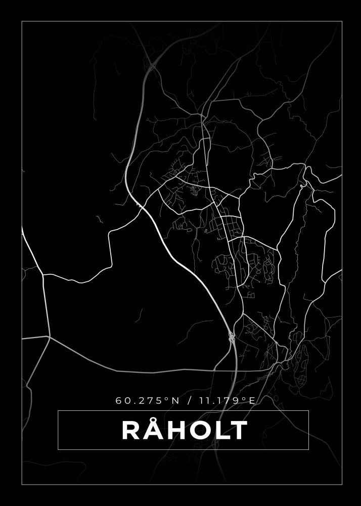 Mapa - Råholt - Cartaz Preto