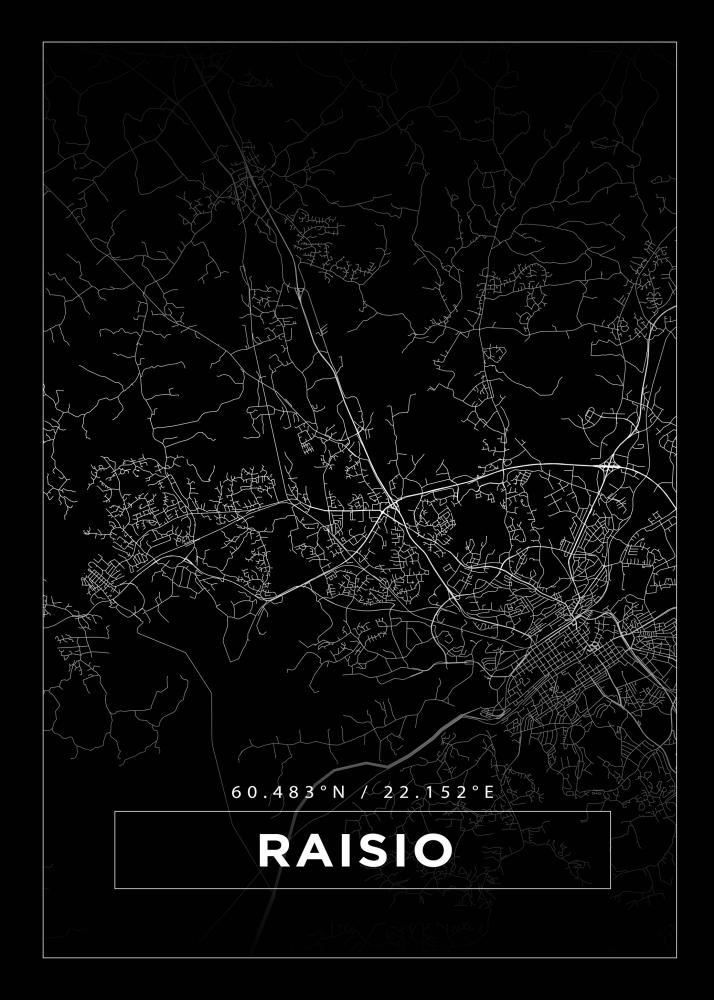 Mapa - Raisio - Cartaz Preto