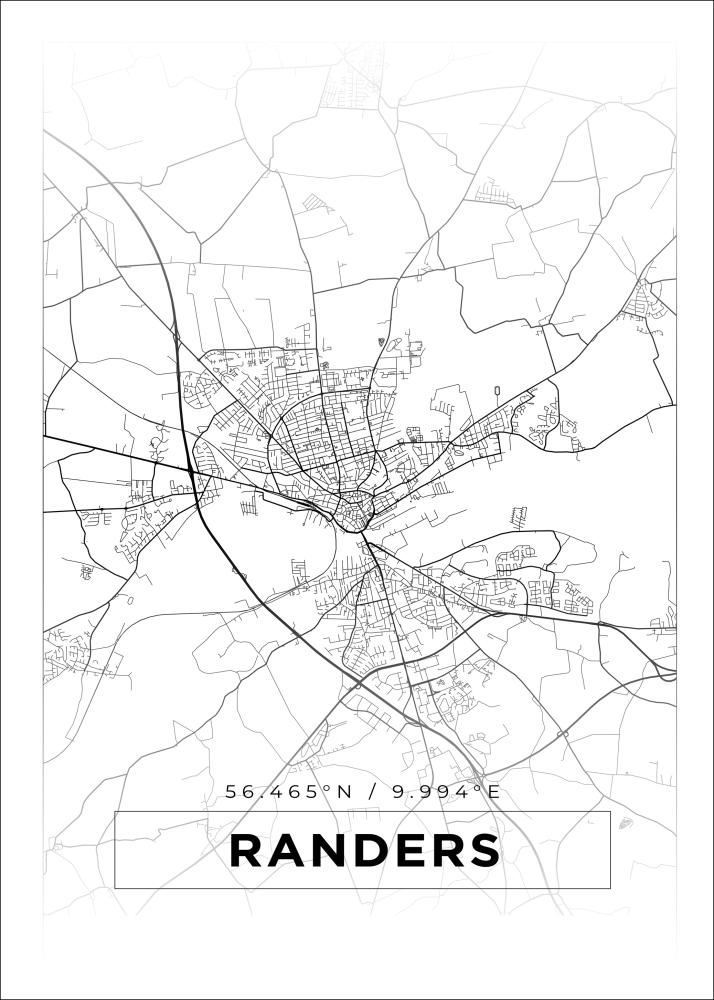 Mapa - Randers - Cartaz Branco