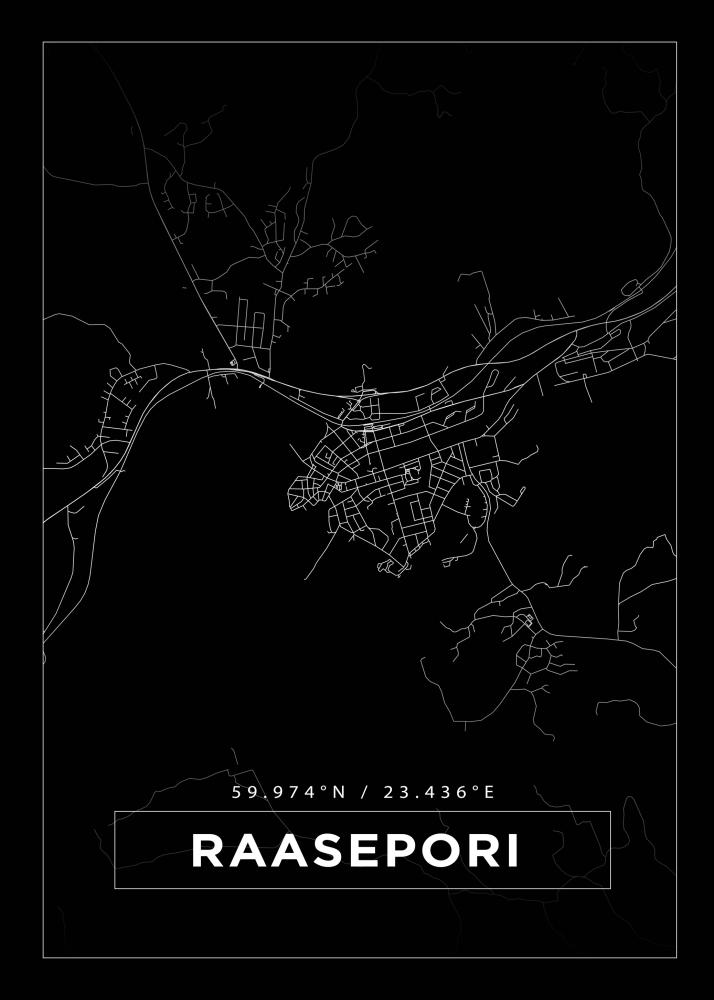 Mapa - Raseborg - Cartaz Preto