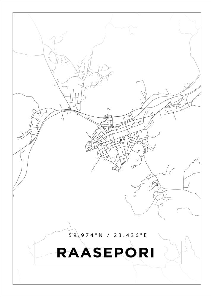 Mapa - Raseborg - Cartaz Branco