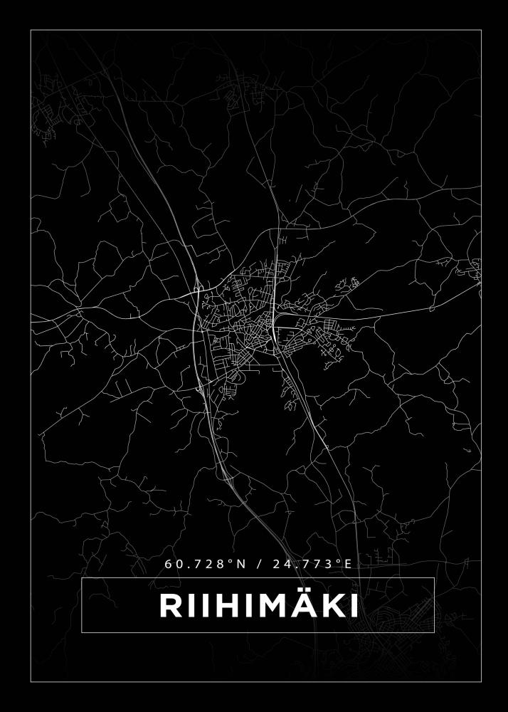 Mapa - Riihimäki - Cartaz Preto