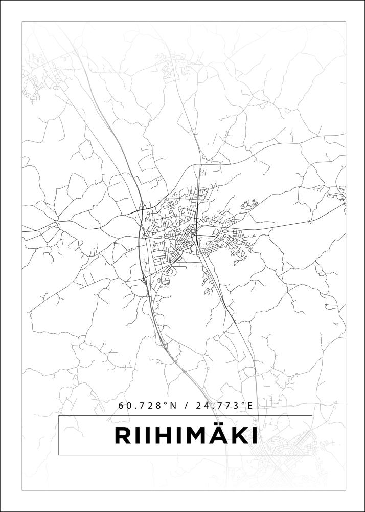 Mapa - Riihimäki - Cartaz Branco