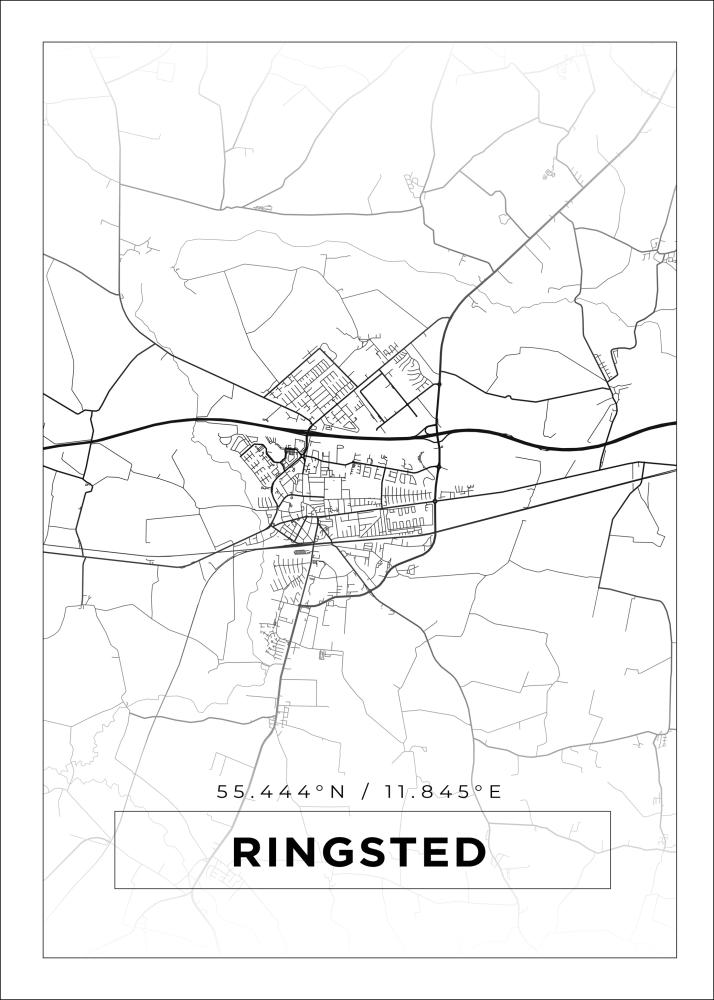 Mapa - Ringsted - Cartaz Branco