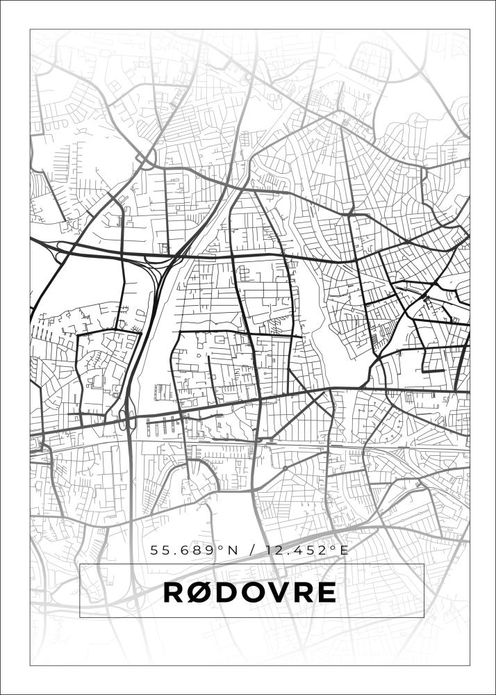 Mapa - Rødovre - Cartaz Branco