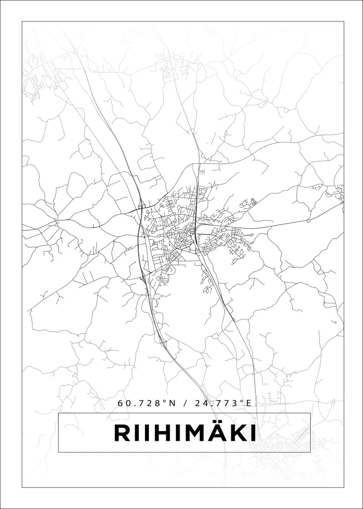 Mapa - Riihimäki - Cartaz Branco