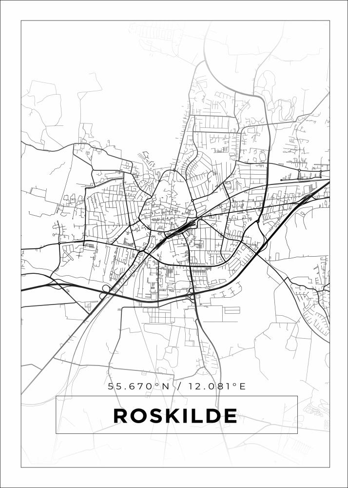 Mapa - Roskilde - Cartaz Branco