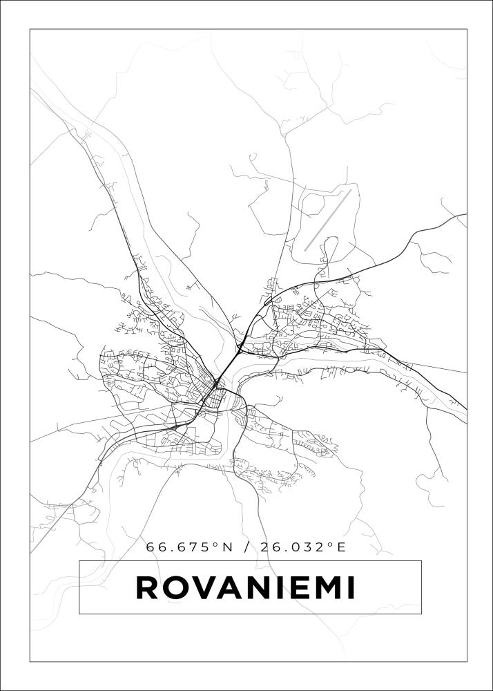 Mapa - Rovaniemi - Cartaz Branco