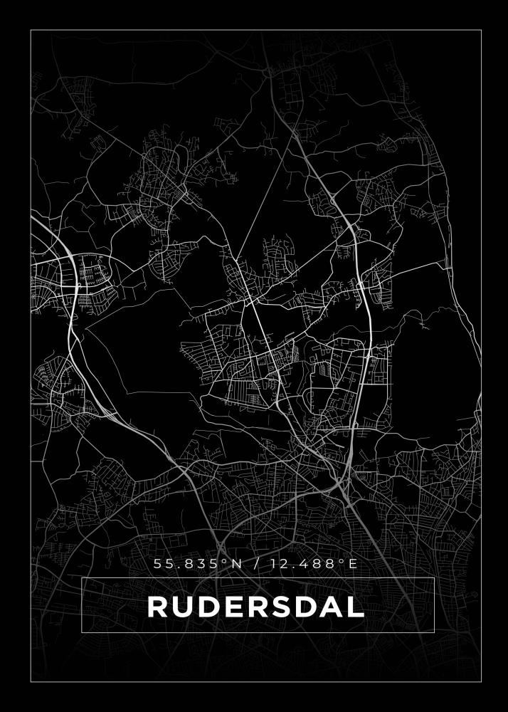 Mapa - Rudersdal - Cartaz Preto