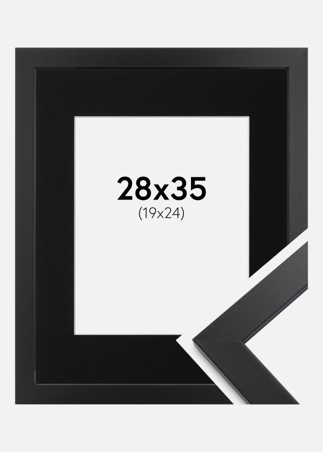 Moldura Black Wood 28x35 cm - Passe-partout Preto 20x25 cm