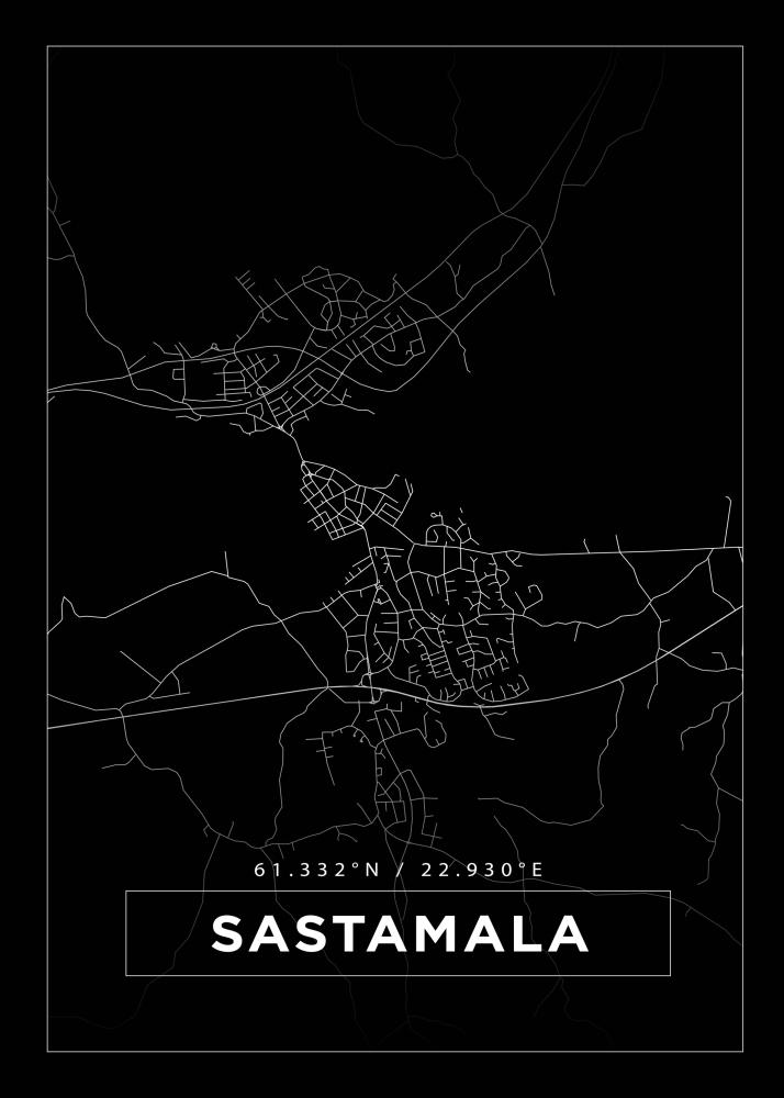 Mapa - Sastamala - Cartaz Preto