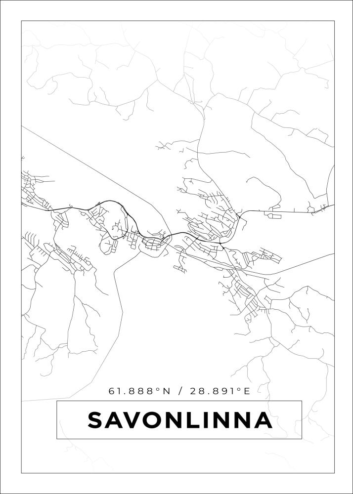 Mapa - Savonlinna - Cartaz Branco