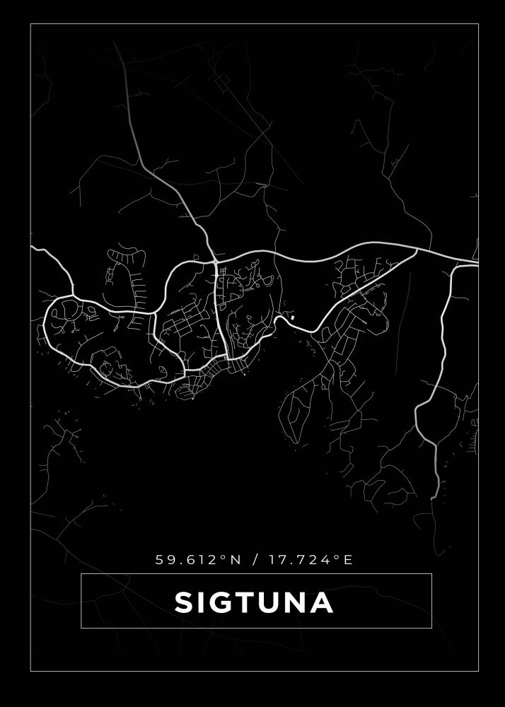 Mapa - Sigtuna - Cartaz Preto