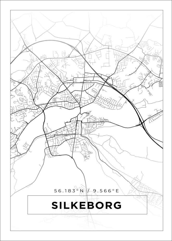 Mapa - Silkeborg - Cartaz Branco