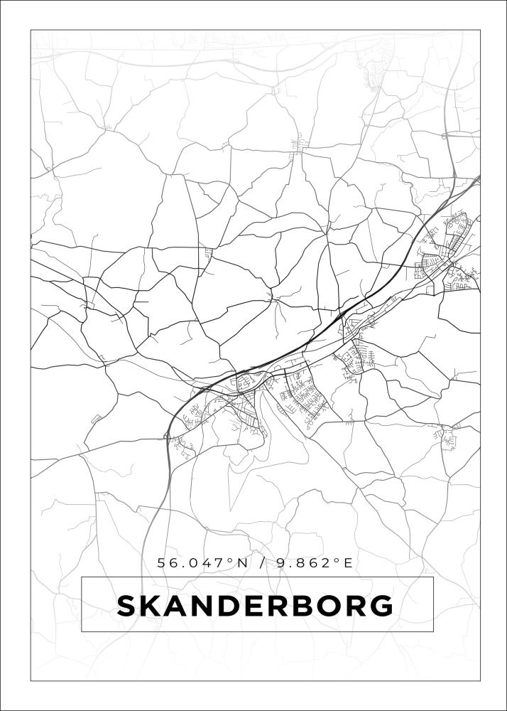 Mapa - Skanderborg - Cartaz Branco