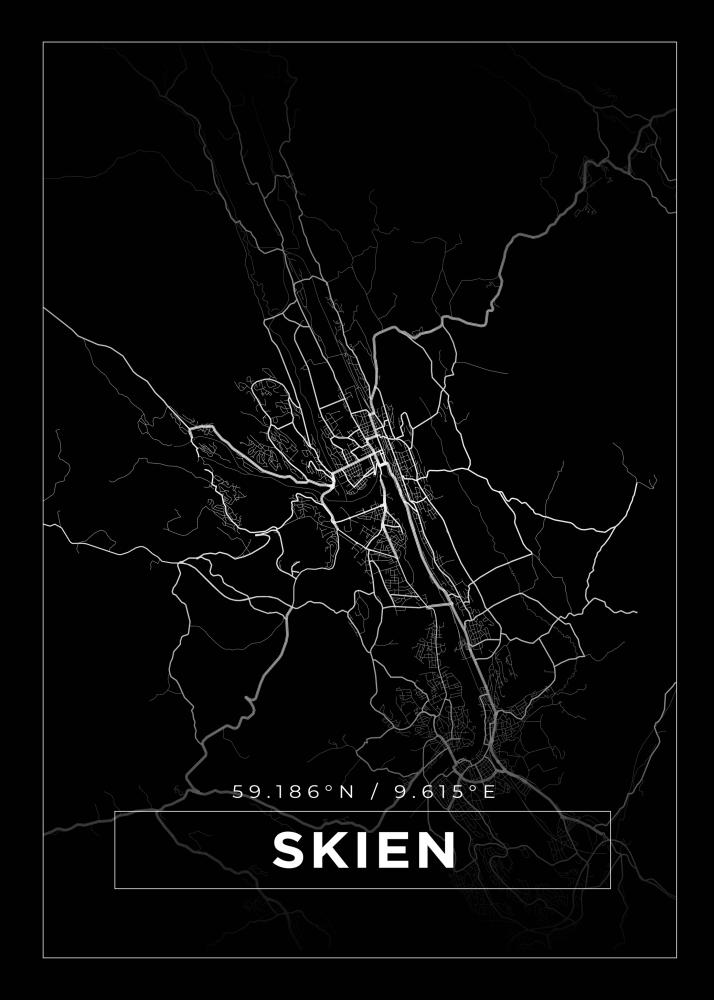 Mapa - Skien - Cartaz Preto