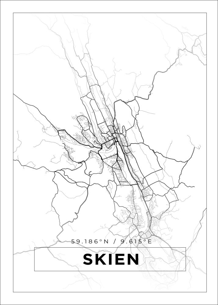 Mapa - Skien - Cartaz Branco