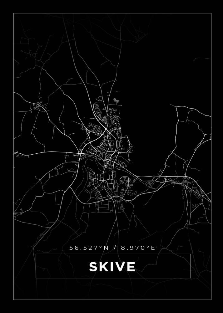 Mapa - Skive - Cartaz Preto