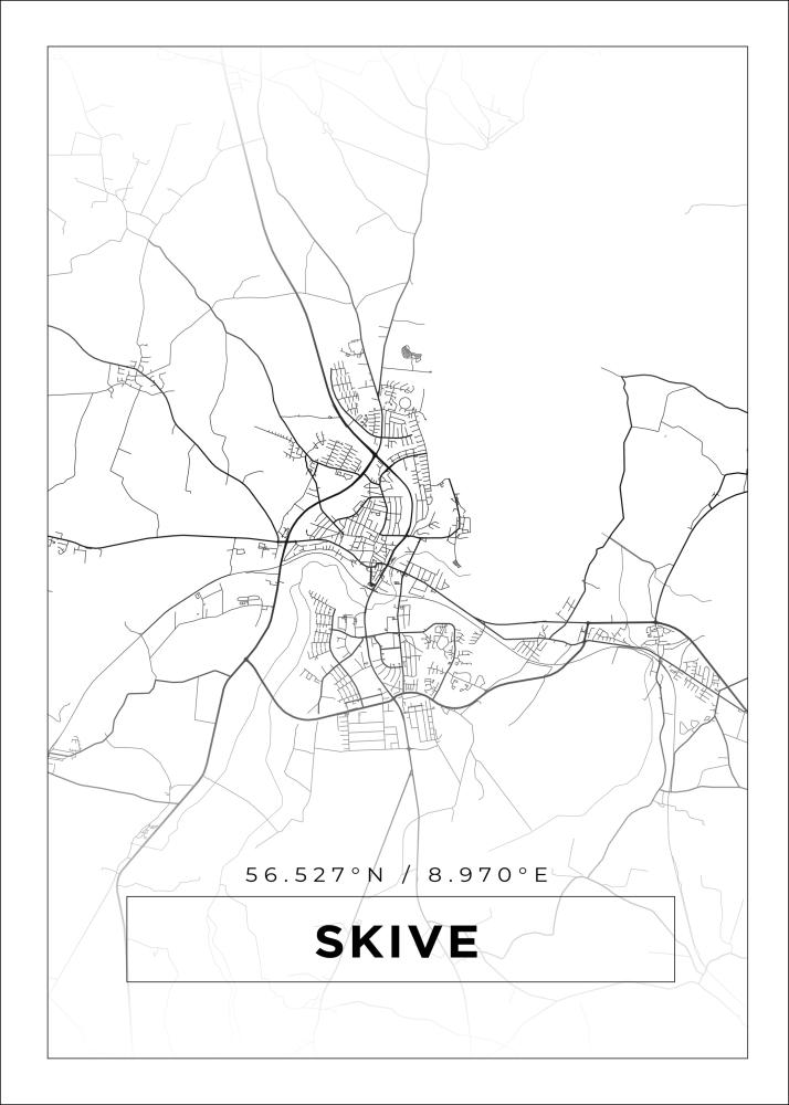 Mapa - Skive - Cartaz Branco